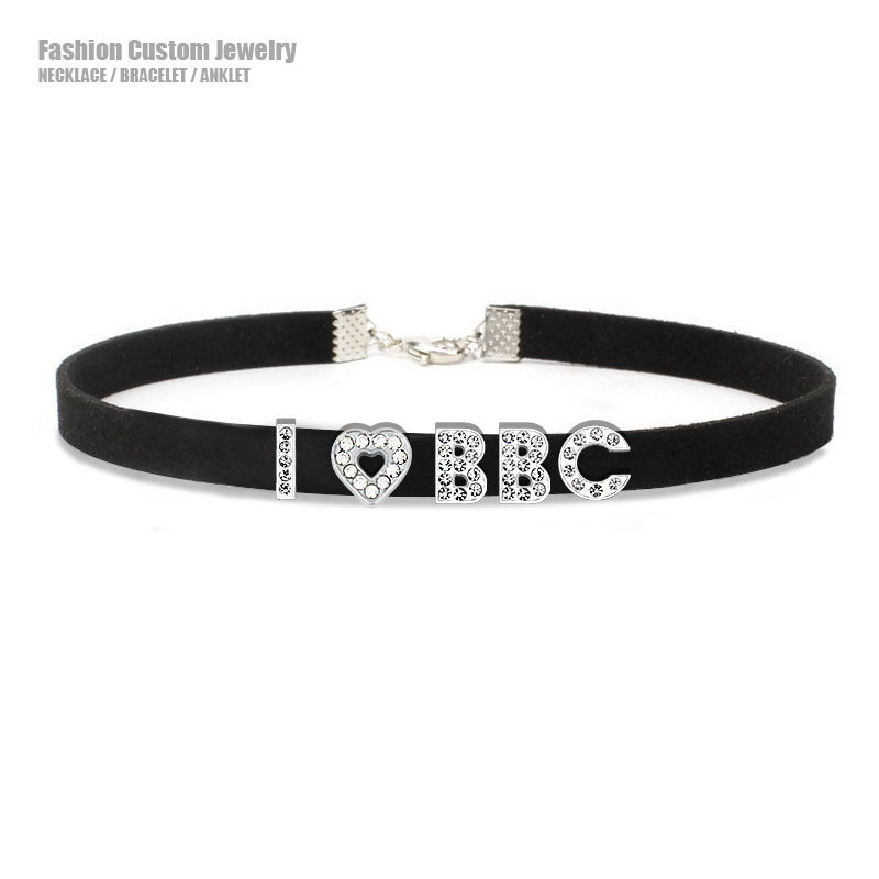 Crystal Choker Necklace - Goth Sexy strass lettere I Love