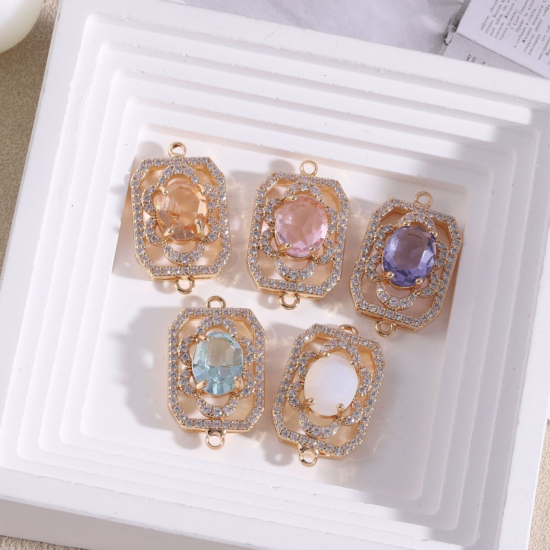 Diamond Stud Earrings - 10 pz/borsa Diamante tempestato di fiore