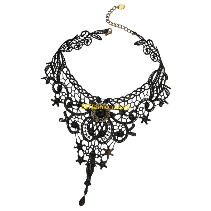 Crystal Choker Necklace - Y5GC Collana girocollo in pizzo Collana