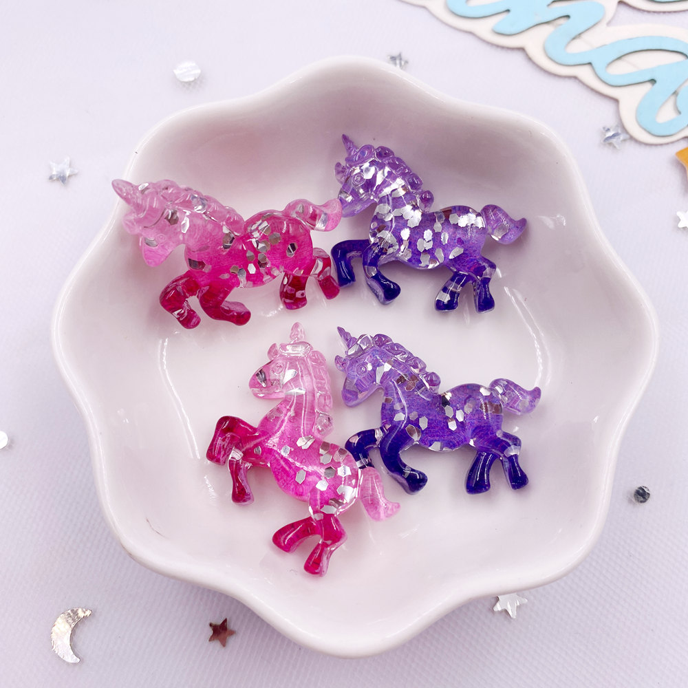 Paradise Jewelry & Watches Llc - 6PCS Resina Colorata Glitter 3D Unicorno