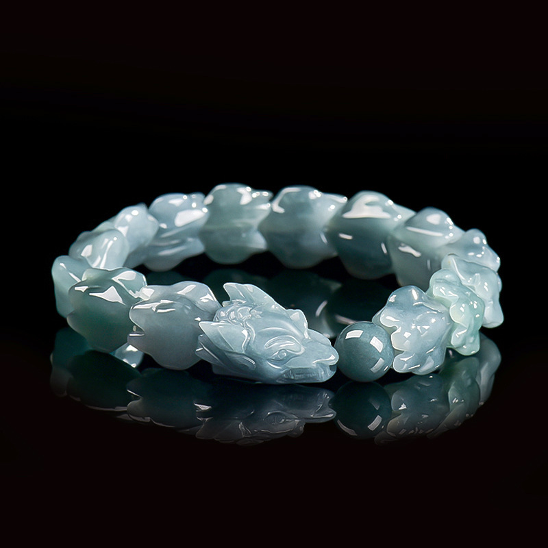 Jewelry & Watches Store - Bracciale Drago in Giadeite Birmana Blu,