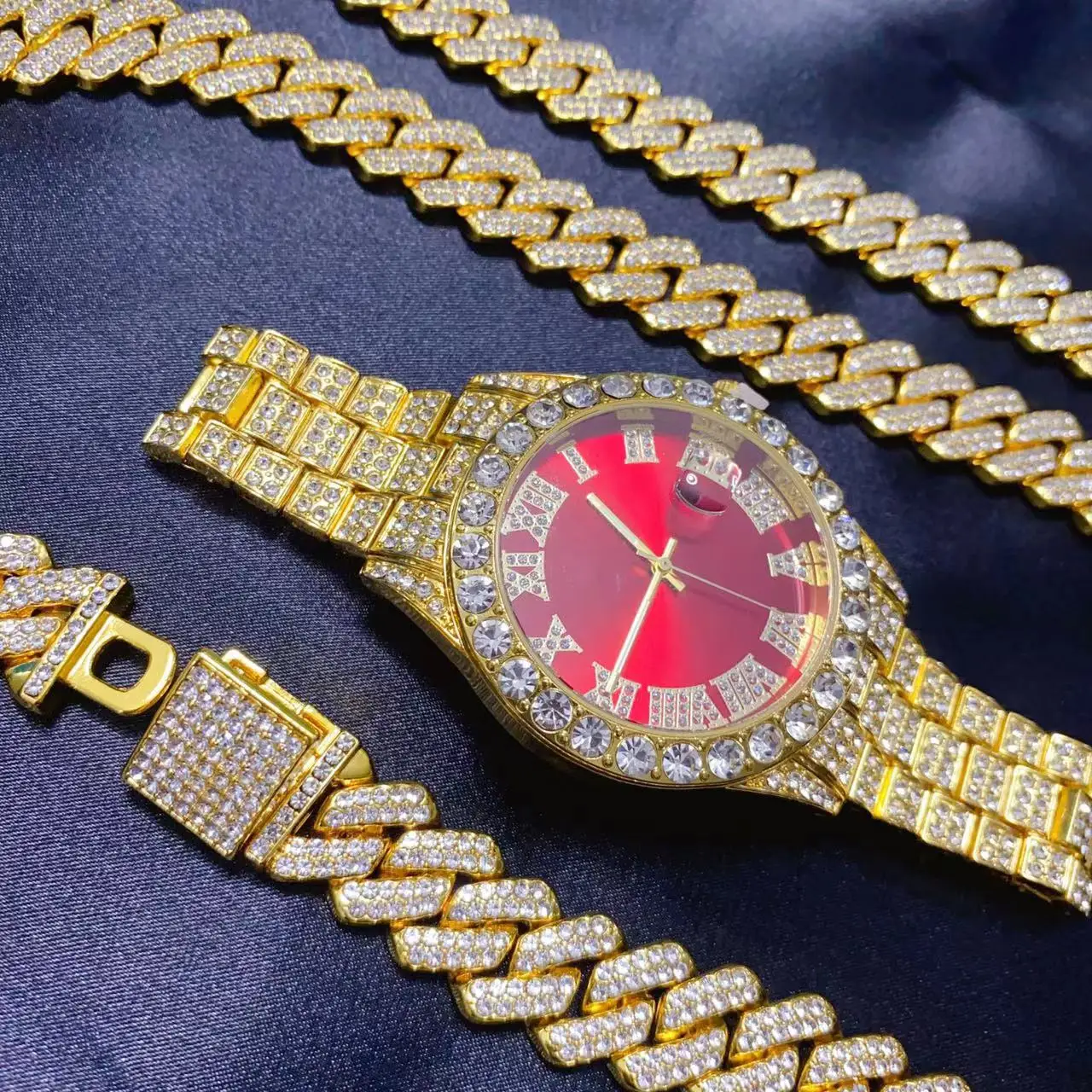 3 pezzi calendario hip-hop oro - Icebox Jewelry Watches recensione e prezzo