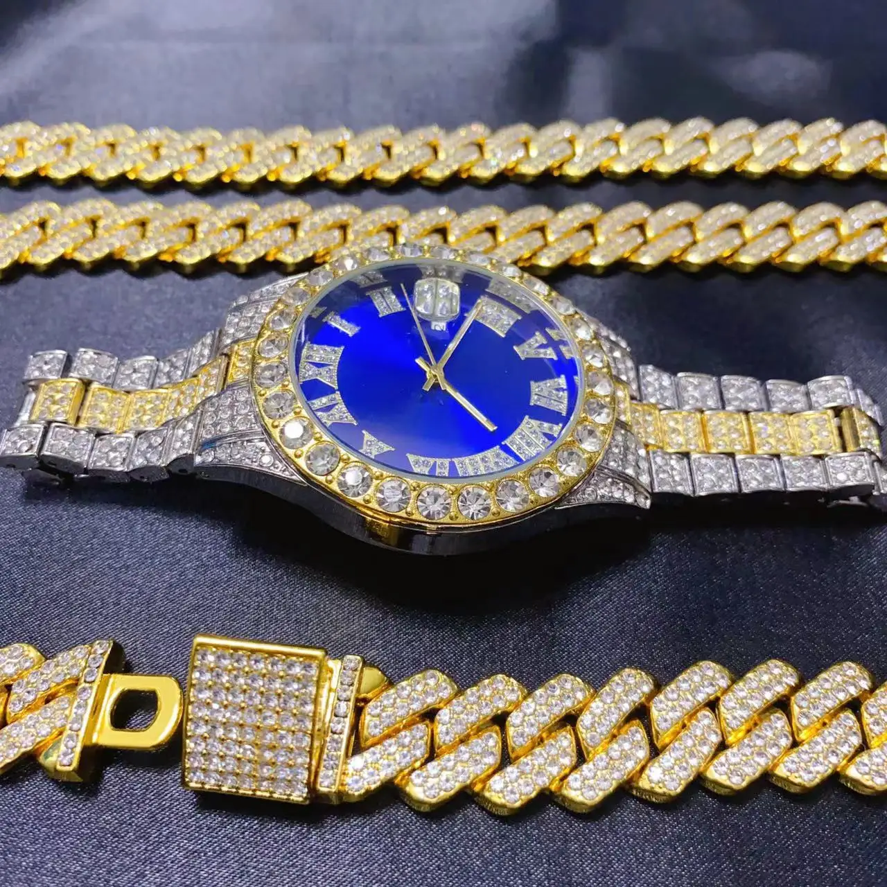 3 pezzi calendario hip-hop oro - Icebox Jewelry Watches recensione e prezzo
